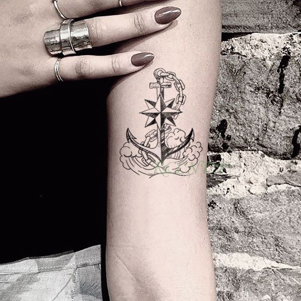 Adesivo de tatuagem temporária à prova d'água pirata marinho âncora falso tatto flash tatuagem pulso pé mão braço para menina mulheres homens