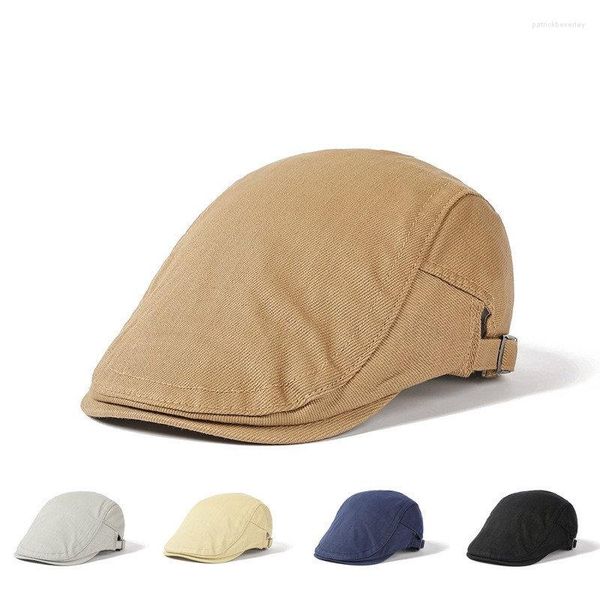 Berretti 2023 Four Seasons Cotton Solid Sboy Caps Flat Peaked Cap Uomini e donne Pittore Beret Cappelli 118