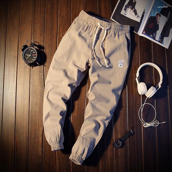 Мужские брюки № 5004 Черно -серый флот Весна Осень Осень Случайный Pantalon Homme Корейская уличная одежда Слим гарем -брюки Joggers Jogger