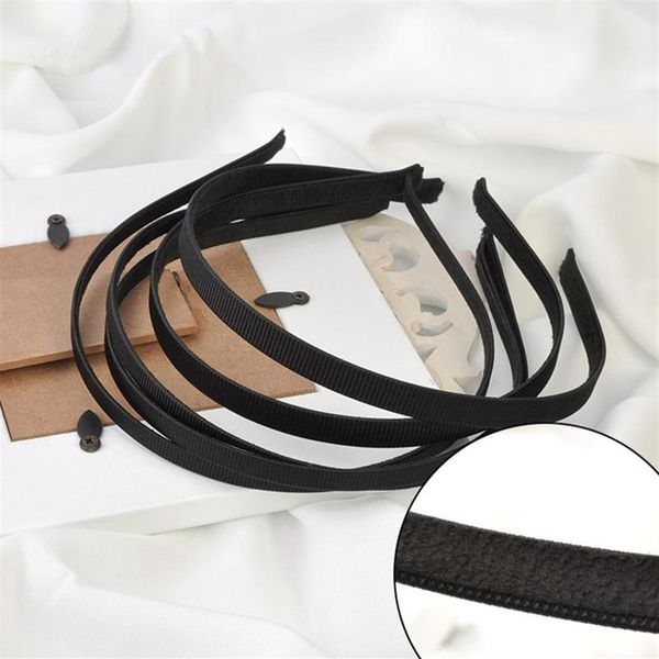 10 Stück 5 mm 10 mm schwarzes Grosgrainband mit schlichtem Metall-Stirnband mit samtgefütterter Rückseite aus Draht, Haarbänder, DIY-Haar-Accessoires, 200 m