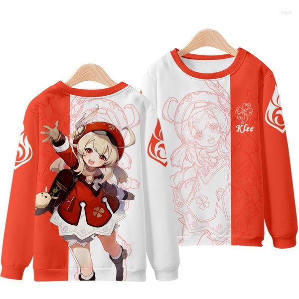 Мужские толстовины 3D Genshin Impact Hoodie Men Men Men Game Klee Keqing Boys Pellover Sexy Girl Whothirt Women Mens Fashion Kids Hip Hop Одежда