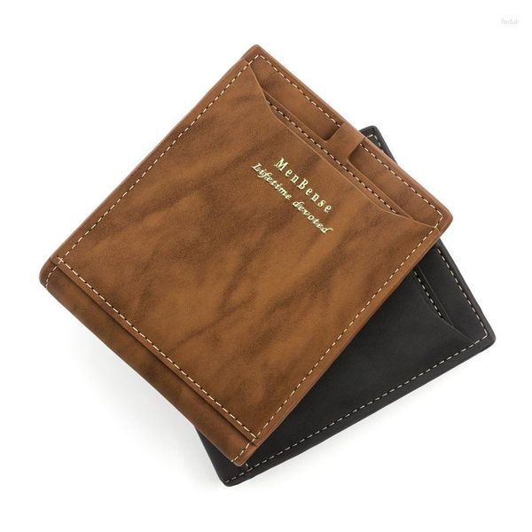 Carteiras masculinas carteira bolsa de dinheiro cor sólida negócios curto bolsa masculina vintage famosa designer de luxo