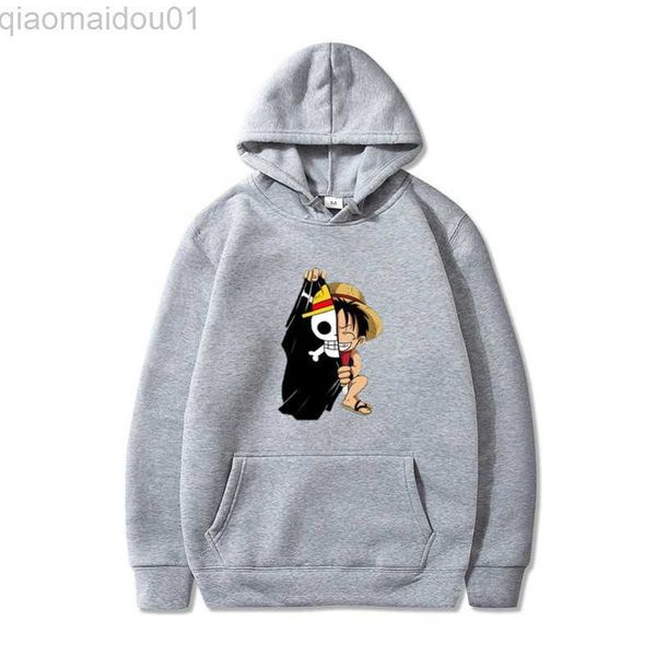 Erkek Hoodies Sweatshirts 2023 Erkekler Yeni Japon Anime Baskı Tek Parça Grafik Hoodie Uzun Kollu Sweatshirt Hip Hop Harajuku Hoodies L230721