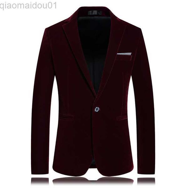 Erkekler Suits Blazers Erkekler kadife Blazers Ceketler Erkek Akıllı Günlük Elbise Takımlar Yüksek Kaliteli Erkekler İnce Single Breatthed Suits Ceket 5xl L230721