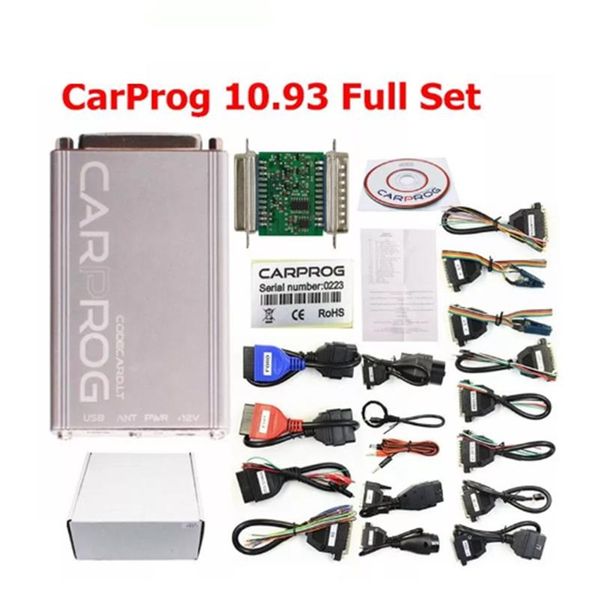 Promoção de alta qualidade carprog v10 93 ferramenta de diagnóstico carpro versão completa com todos os 21 itens adaptadores suporte airbag reset functi245o