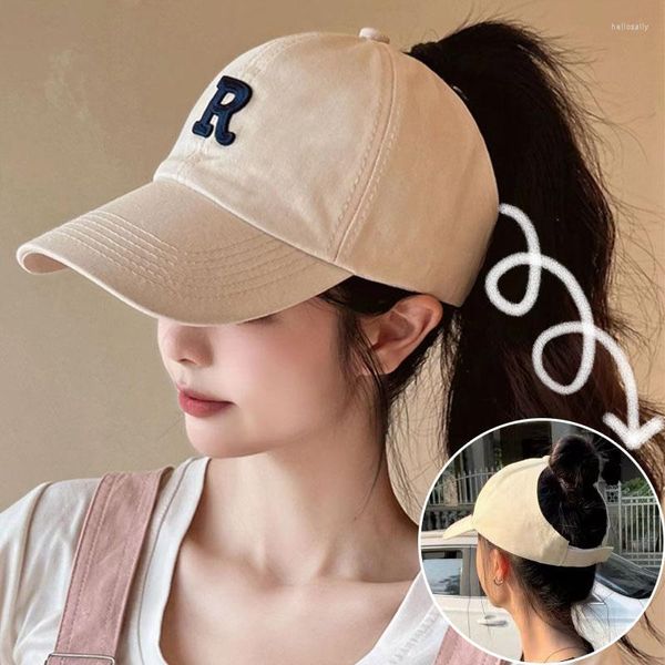 Berretti a sfera Berretto da baseball scava fuori Cappello nero regolabile da donna estivo Cappelli disordinati superiori vuoti Snapback casual da ragazza in cotone