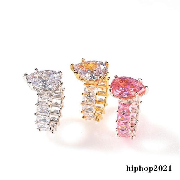 10CT grande anello di diamanti simulato cocktail unico taglio a pera oro argento oro rosa pietre preziose anello di fidanzamento di nozze per le donne2684