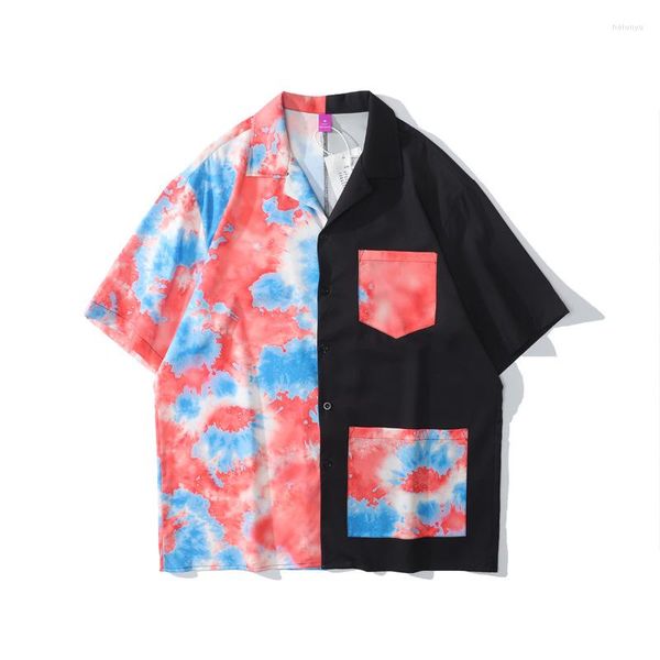 Мужские повседневные рубашки летние свободные модные гавайские пляжные цветочные рубашки с коротким рукавом с коротким рукавом вниз модную мужскую одежду