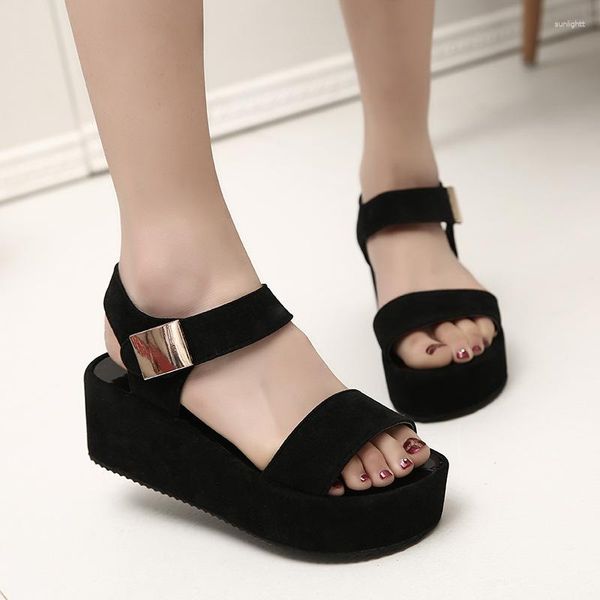 Kleid Schuhe Sommer Frauen Sandalen 2023 Frau Wedges Plattform Mode Fisch Mund Rom Weiß Schwarz