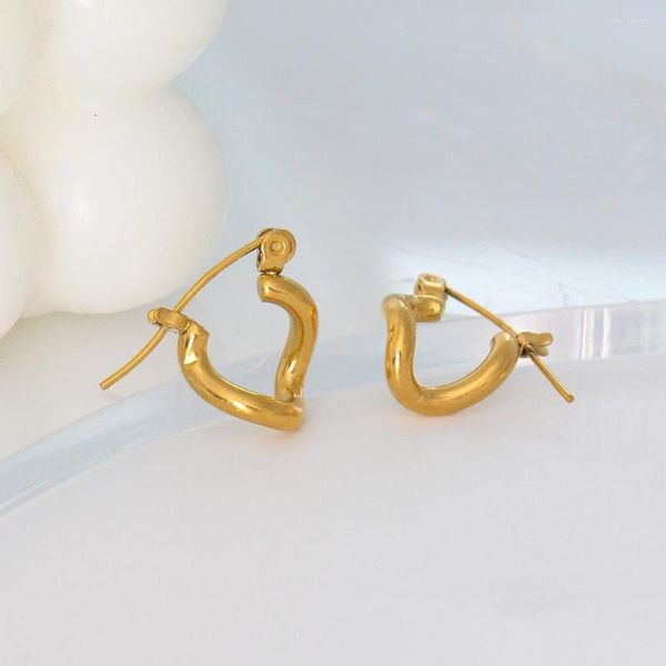Brincos de argola design simples de aço inoxidável irregular feminino faça você mesmo de alta qualidade banhado a ouro brinco de orelha