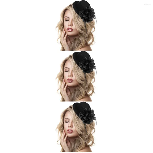 Bandane decorare mini fermaglio per capelli cappello da donna copricapo piume cappelli da festa da donna ragazze copricapo da sposa cappello a cilindro da sposa