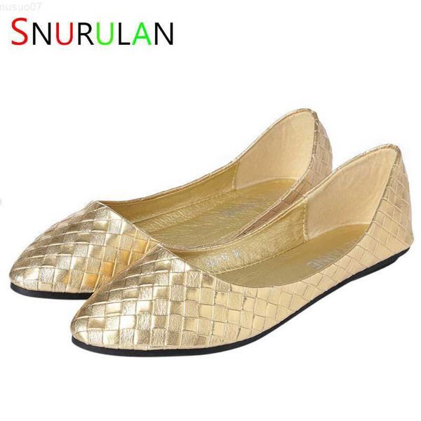 Scarpe eleganti 2023 Weave Flats Oro argento Scarpe da barca con punta a punta per le donne Mocassini con suola morbida Comfort Fashion Scarpe da donna viola L230721