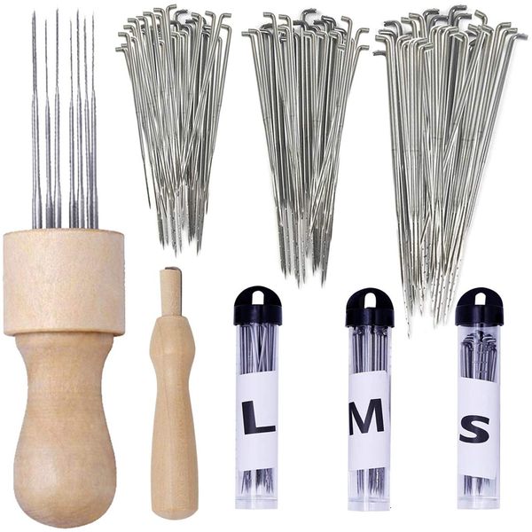 Bastelwerkzeuge MIUSIE Wollfilzwerkzeug-Set Nadelfilzzubehör mit 90 Nadeln, 3 Nadelflaschen und 2 Nadelfilzstiften für Anfänger 230721