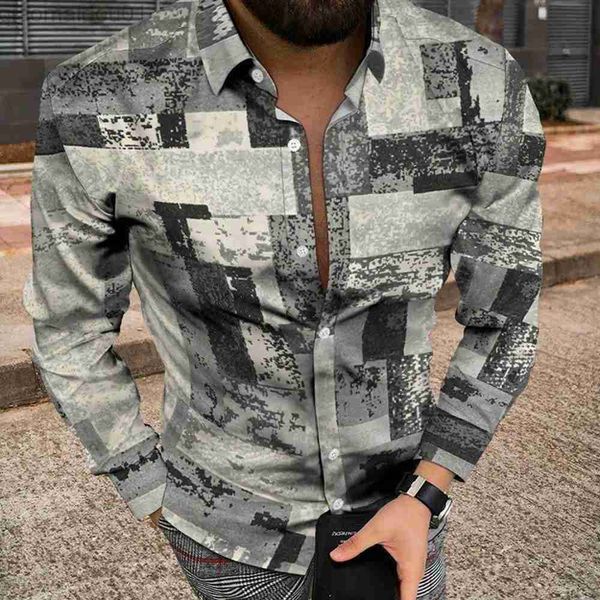 Camicie casual da uomo Accessori Camicie Risvolto Comodo alla moda floreale a maniche lunghe Uomo Stampa T-shirt monopetto maschile L230721