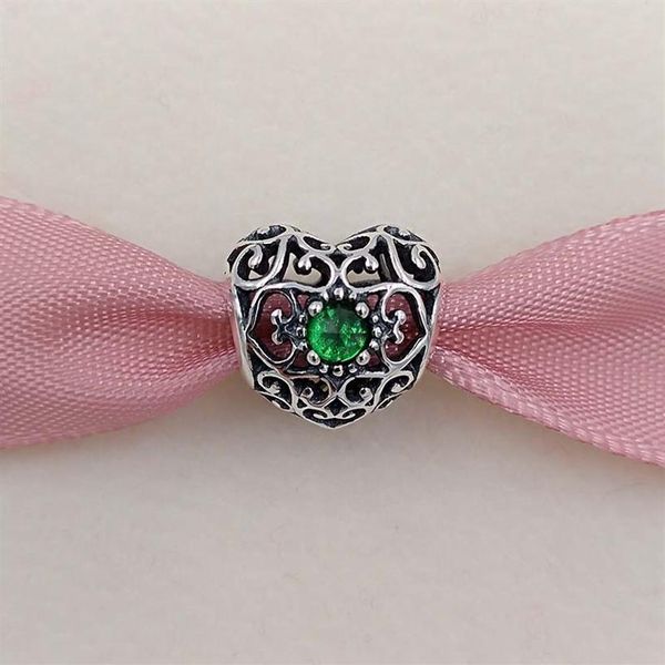 Andy Jewel May Signature Heart Birthstone Charm 925 Sterling Silver Beads Fit European Pandora Style Jewelry Bracelets 791784NRG 296B