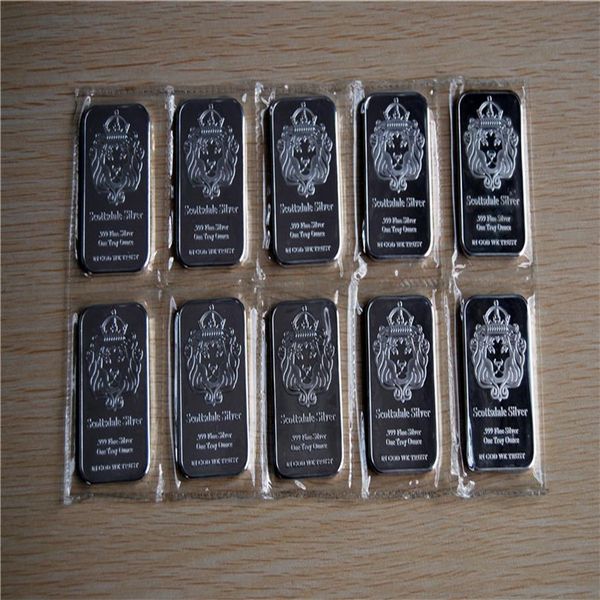 DHL 100 Pz / lotto Leone non magnetico Silver BarScottsdale placcato argento sigillato senza capsule rigide 1oz bullion bar3294