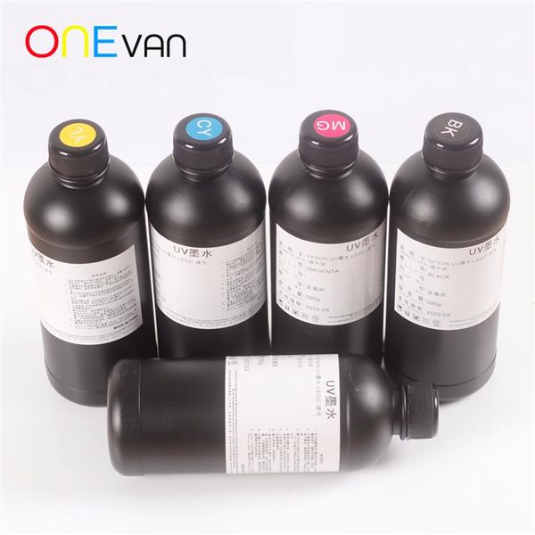 Одна бутылка мягких чернил 500 мл печатной головки УФ -принтер для светодиодных фонарей R1390 R1800 L800 L1800 UV Printer A3 A4UV201V