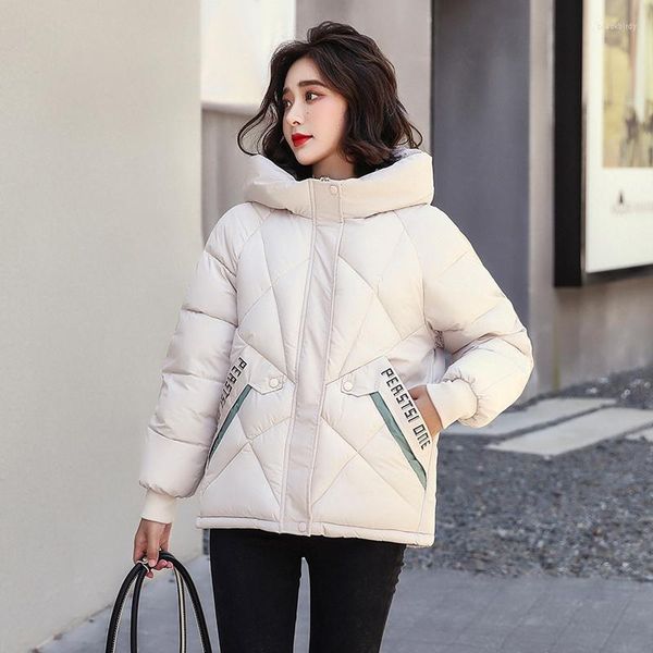 Trench da donna Giacche invernali Bello con cappuccio Sciolto Stile corto Cappotto freddo femminile Solido Casual Plus Size Colletto alla coreana Parka imbottito in cotone