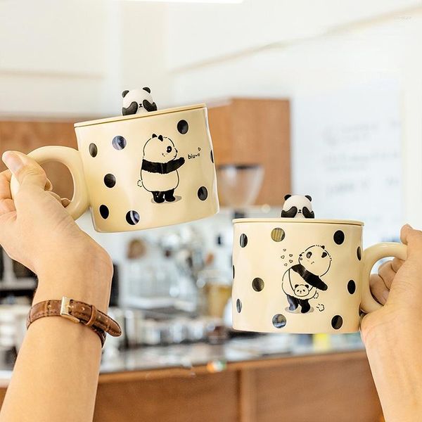 Tazze Cartoon 3D Panda Tazza in ceramica Tazza da caffè Tazze natalizie Regalo personalizzato Tè insolito Bicchieri carini e diversi