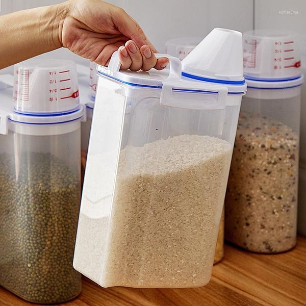 Bottiglie di stoccaggio Contenitore sigillato portatile trasparente Serbatoio di plastica per uso alimentare Pellet A prova di insetti Cereali da cucina a prova di umidità
