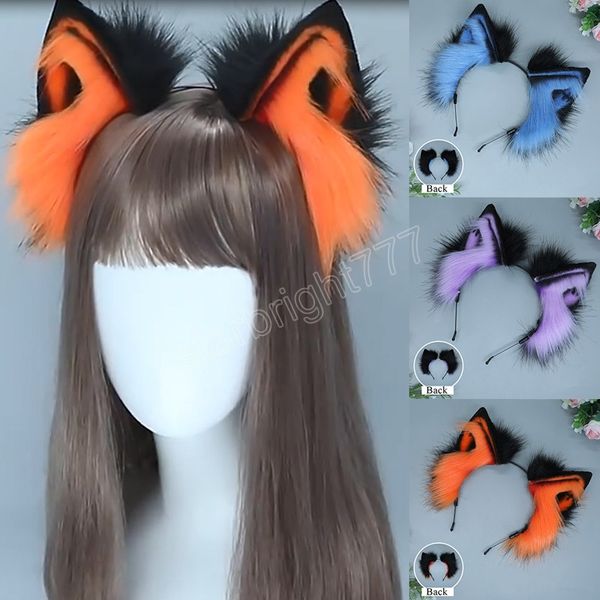 Turuncu Fox Wolf Ears Kafa Bandı Kadın Kızlar Cadılar Bayram