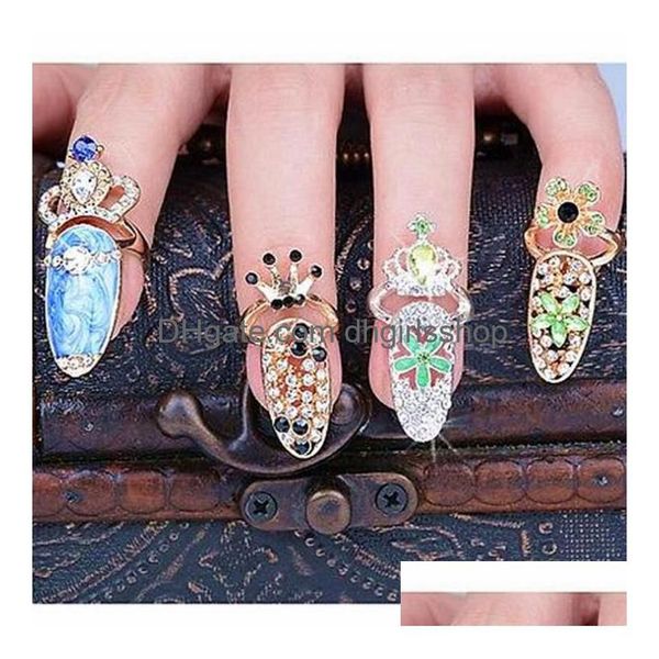 Anelli a fascia 12 Stili Donna Bohemian Vintage Crown Wave Flower Heart Lotus Star Leaf Crystal Opal Joint Ring Party Jewelry Sier Set D Dh6C0