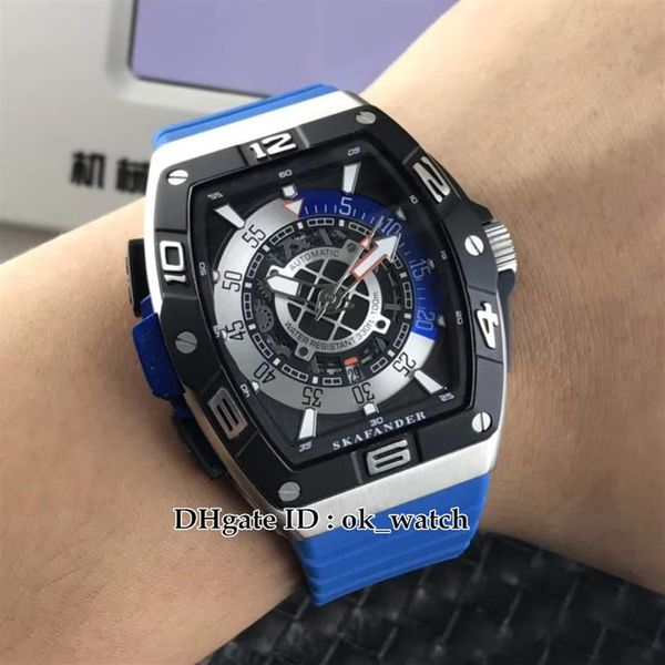 Новый Saratoge SKF 46 DV SC DT Miyota Автоматические мужские часы Скафандер синий резиновый ремешок Высококачественные дешевые генты спортивные часы215s