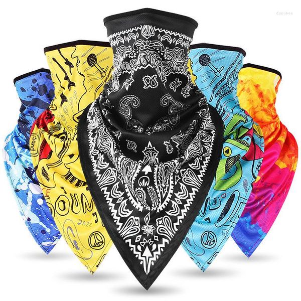 Cachecóis Masculino Menina Seda Tático Camuflado Máscara Triângulo Lenço Esportivo Bandana Rosto Pesca Ciclismo Pescoço Gaiter Capa Faixa de Cabeça