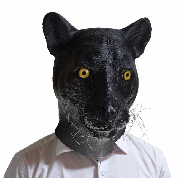 Máscara Pantera Negra Leopardo Cabeça Cheia Látex Animais Fantasias Máscaras de Halloween para Fantasias de Festa