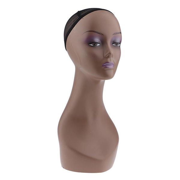 Weibliche Schaufensterpuppe Manikin Head Model Perücken Cap Jewelry Hut Display Halter Kaffee Farbe Perücke Stand Training Head2194