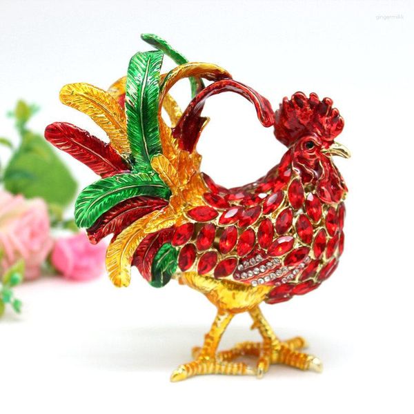 Sacchetti per gioielli Manufatto in metallo giapponese e coreano Ornamento di gallo colorato smaltato Confezione regalo per la casa creativa