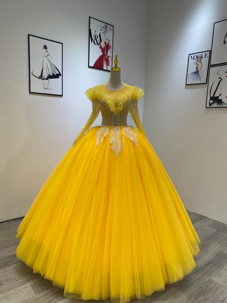 Splendidi abiti da ballo a sirena gioiello collo artistico tulle maniche lunghe applique perline abito da sera catena di perle abito da sera su misura plus size vestido de noite