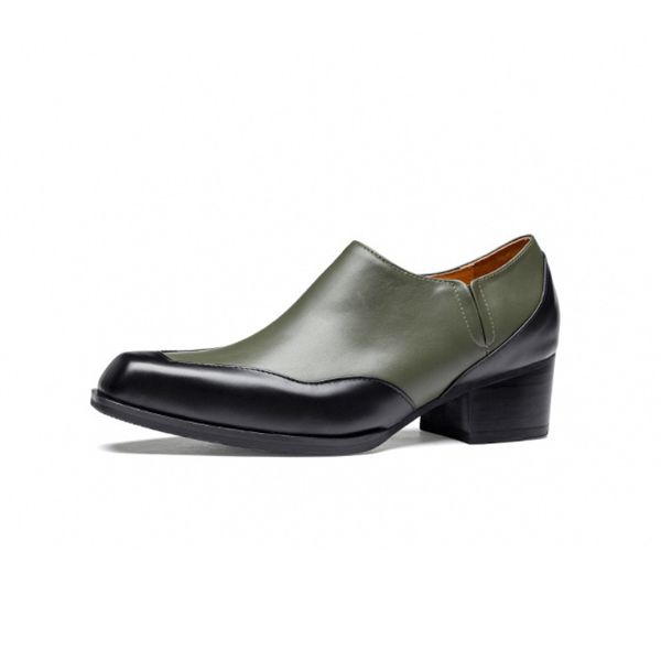 5 cm con tacchi alti scarpe da uomo in pelle vera lussuosa 2023 tocca quadrato di moda nero verde colore miscuglio di scarpe da sposa uomo