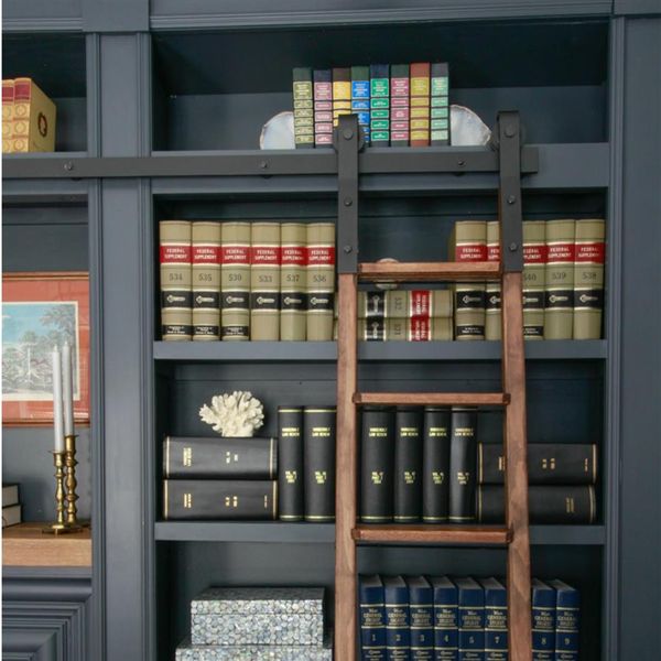 6ft-16ft Rustic Style Black Steel Slisting Library Bibrary Office Ladder Admorder Set Set Roller Kit No Ladder2789