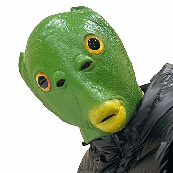 Neuheit Spiele Grüne Fischmaske Lustiges Latex-Tiergesicht für Halloween Maskerade Party Kostüm Verkleidung Cosplay Bankett Fancy Hat 230721