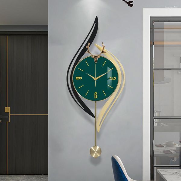 Relógios de parede Casa Agulhas Relógio Sala de Estar Elegante Moderno Cozinha Retro Mecanismo Mãos Luxo Reloj De Pared Decor