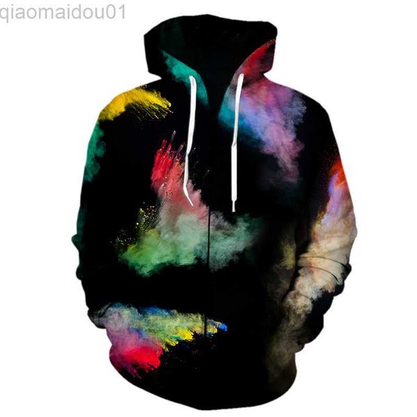 Herren Hoodies Sweatshirts Splash Tie Dye 3D-Drucke Reißverschluss Hoodies Damen Herren Mode Langarm Kapuzenpullover Heißer Verkauf Casual Streetwear Kleidung L230721