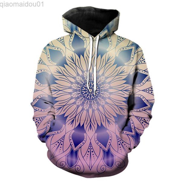 Felpe con cappuccio da uomo Felpe Mandala Felpe con cappuccio da uomo Casual Stampa 3D Oversize 2022 Vendita calda Cool Teens Con cappuccio Giacche Top Felpe Divertente Hip Hop Unisex L230721