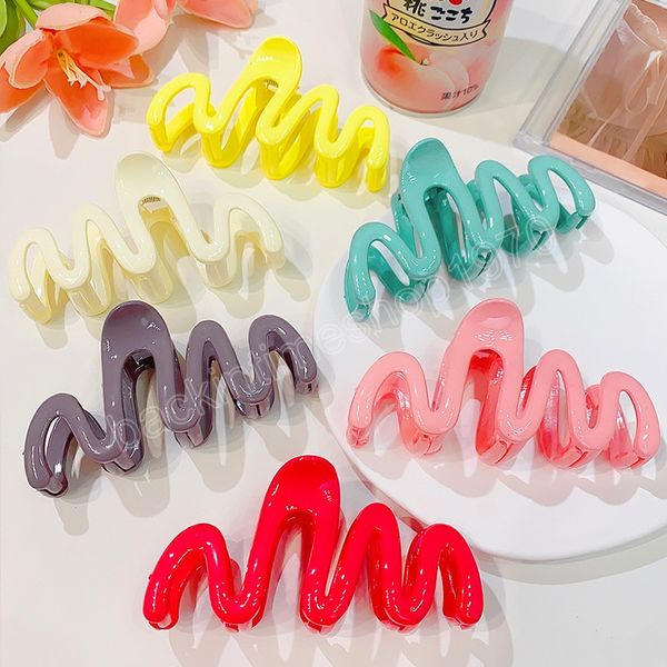 New 10.2cm Solid Color Geometric Simple Hair Claw For Women Girls Long Thick Headband Colorful Hair Clip Fashion Hair Accessories