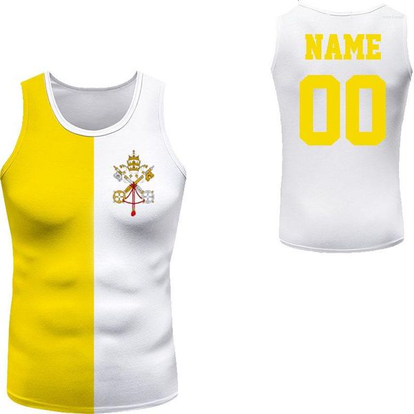 Regatas Masculinas Cidade do Vaticano Número de Nome Personalizado Gratuito Masculino Engraçado 3D Impresso Gráfico Legal Sem Mangas Esportes de Verão Camisa de Treino de Academia