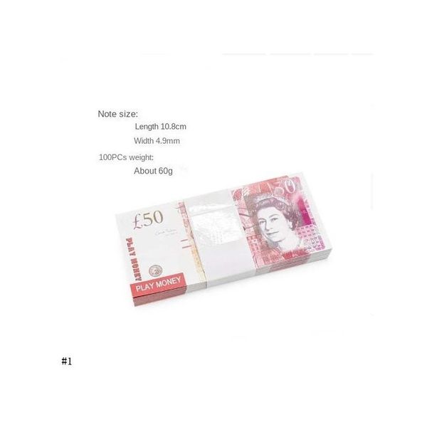 Outros suprimentos para festas festivas Copy Money Prop Gbp 5 10 20 50 Fake Movie Billets Play Collection Gifts Home Decoration Game Token Fa Dhcod