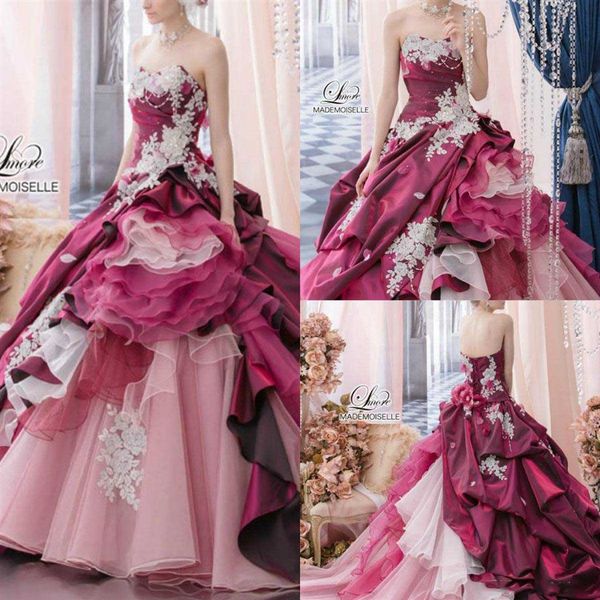 Stella De Libero Abiti Quinceanera Sweetheart Flower Appliqued Lace Up Prom Dress Abiti da festa Gonne a strati Ruffles Festa formale 293F