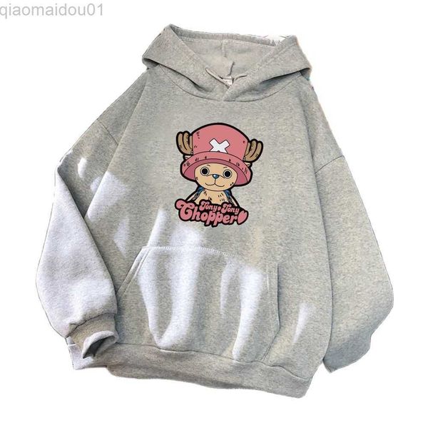 Felpe con cappuccio da uomo Felpe con cappuccio 2023 Trendy Kawaii Anime One Piece Felpe con cappuccio da donna Stampato Chopper Graphic Cartoon Felpa con cappuccio Harajuku Soft Pullover Tops L230721