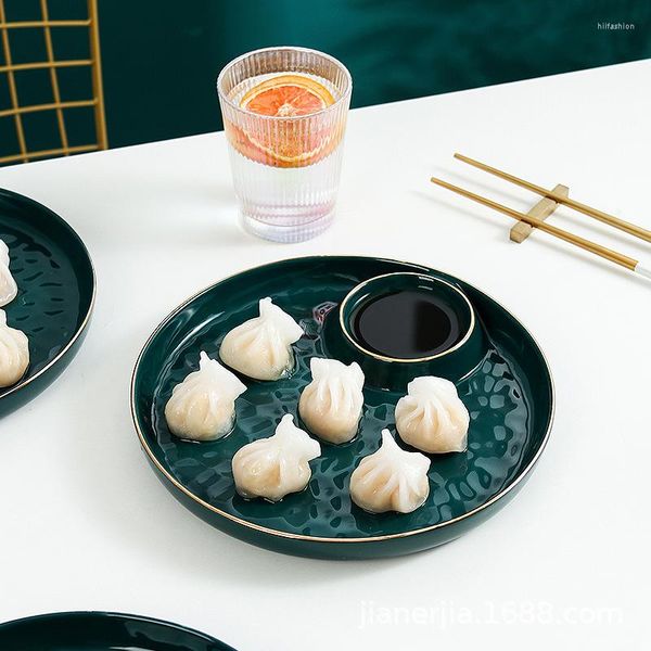 Piatti Piatto in ceramica Jiaozi Gnocco creativo con aceto Sushi Piatti europei di lusso Stoviglie Colazione