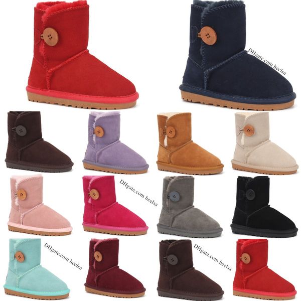 Kids Australian Classic Button Girls Boots Toddler Bambini Scarpe Designer Youth Furry Sneakers baby kid Winter Snow Boot uggly Chestnut Red Black Gre q82E #