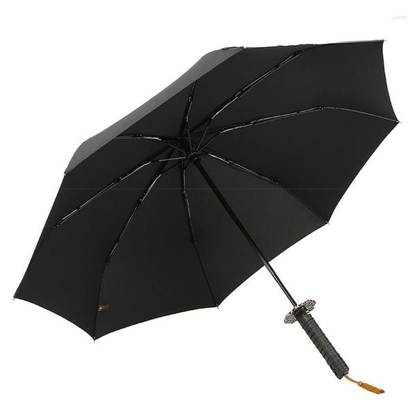 Guarda-chuvas Katana Pography Guarda-chuva à prova de vento estilo japonês Brinquedo Chuva Pequena Decoração Masculina Automática Portátil Paraguas Sunny Angel