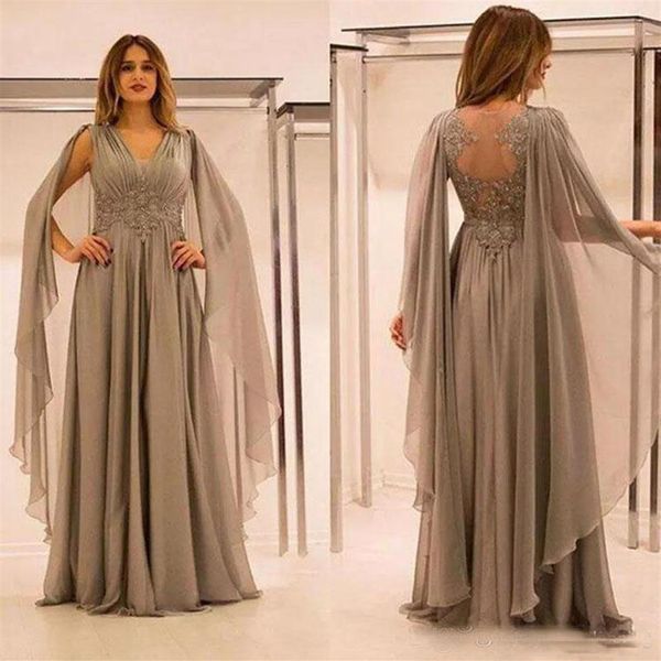 2019 Elegante Mãe da Noiva Vestidos Chiffon Ilusão Costas com Aplique de Renda Miçangas Ruched Decote em V Mãe Noivo Vestido Plus Size2325