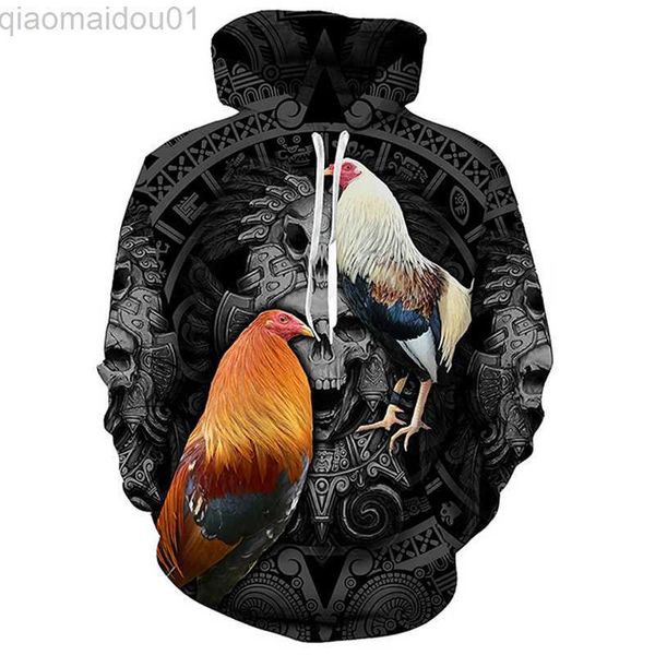 Moletons com capuz masculinos Cool Rooster Hunting Camo Impresso em 3D moletons moletom conjunto de moletom masculino unissex agasalho masculino moda roupas masculinas terno L230721