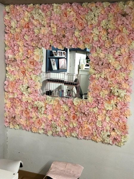 Fiori decorativi 60 40 cm muro artificiale seta rosa stuoia di fiori finti decorazione di nozze sfondo sfondo di erba