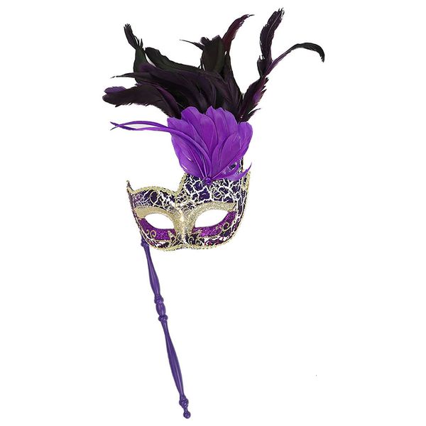 Маска для вечеринок маска, маска, свадебное карнавальное представление фиолетовое костюм секс -леди маска Венеция Перо Сексуальное Хэллоуин 230721